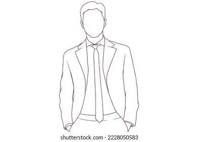 confident businessman standing hand drawn style vector illustration