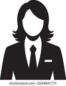 Confident Businesswoman with Arms Crossed Black and White Silhouette