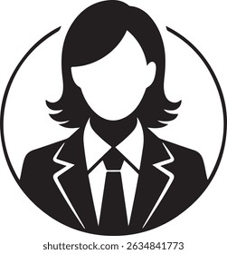 Confident Businesswoman with Arms Crossed Black and White Silhouette