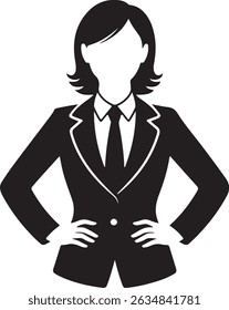 Confident Businesswoman with Arms Crossed Black and White Silhouette