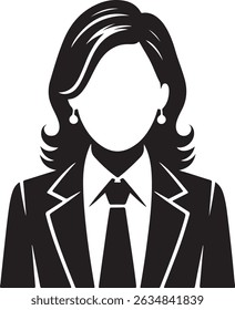 Confident Businesswoman with Arms Crossed Black and White Silhouette