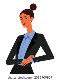 Confident Businesswoman in Blazer with a Neat Bun