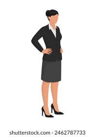 Confident businesswoman posing with arms akimbo, business people concept