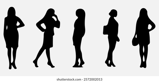 Confident Businesswoman Silhouette Giving a Presentation in a Workplace Scene for Modern Design Projects