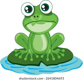 Confident cartoon frog character standing proudly with a satisfied expression. Ideal for positive messaging, motivational designs, or humorous content. EPS 10 vector file.
