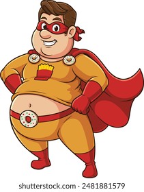 Confident chubby superhero vector illustration