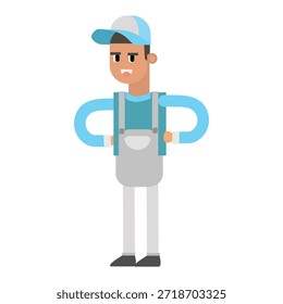 Limpiador confiado de pie con las manos en las caderas Ilustración vectorial