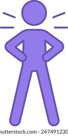 Icono de color seguro. Icono de Vector de un hombre de pie en una pose de confianza. Emociones, Salud Mental. Concepto de sentimiento
