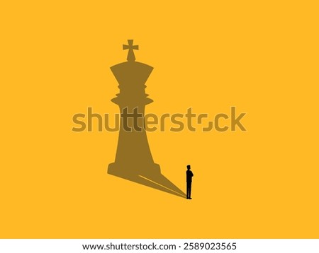 Confident Concept ,Businessman Standing with Shadow of Chess King