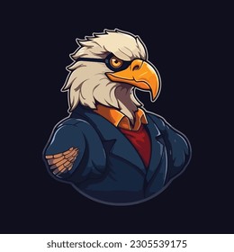 Confident eagle mascot character for an airline company or finance consulting logo.