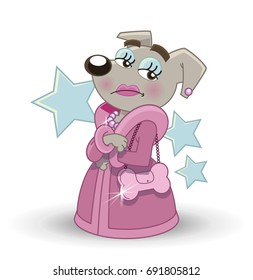 Confident female dog wearing elegant clothes