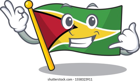 Confident flag guyana call me cartoon character style