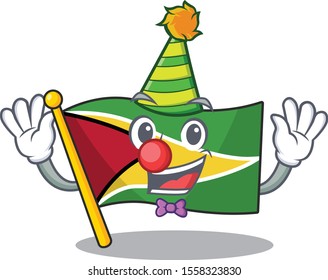 Confident flag guyana clown cartoon character style