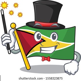 Confident flag guyana magician cartoon character style