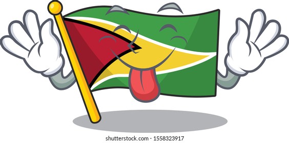 Confident flag guyana tongue out cartoon character style