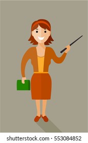 Confident and friendly business woman standing full length isolated and smiling. Female office worker character smiling