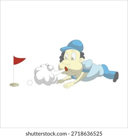 Jugador de golf confiado o caddy de pie con Ilustración vectorial de brazos cruzados