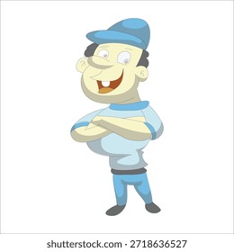 Jugador de golf confiado o caddy de pie con Ilustración vectorial de brazos cruzados