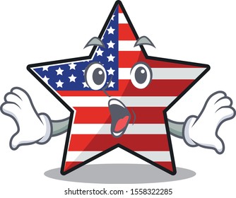 Confident happy usa star character surprised mascot