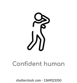 confident human vector line icon. Simple element illustration. confident human outline icon from feelings concept. Can be used for web and mobile