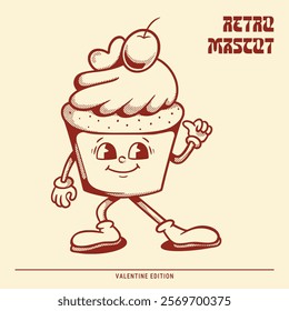 Confident ice cream retro mascot