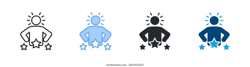 Confident Icon Set Multiple Style. Design In Outline, Blue, Glyph, Dualtone