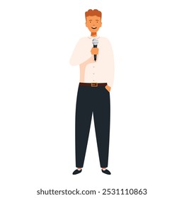 Confident individual is delivering a speech, captivating the attention of the audience with his words