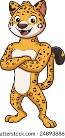 Ilustración vectorial de personaje de mascota jaguar segura