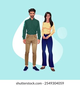 A Confident Male and Female Professional Duo–Ideal for Business, Leadership, and Teamwork Concepts – Vector Design