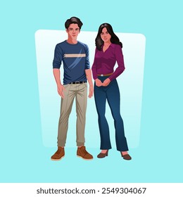 A Confident Male and Female Professional Duo–Ideal for Business, Leadership, and Teamwork Concepts – Vector Design