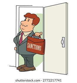 Confident man bringing tough sanctions. Funny people. Illustration concept for website and mobile website development.
