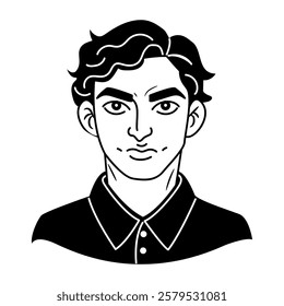 Confident man icon in drawing style 