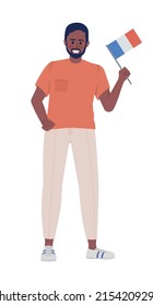 Confident man with national flag of France semi flat color vector character. Standing figure. Full body person on white. Simple cartoon style illustration for web graphic design and animation