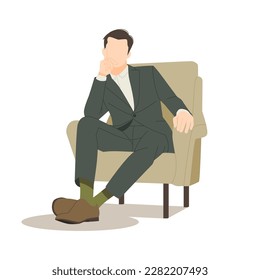 confident man sitting on sofa illustration