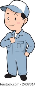 A confident man wearing work clothes