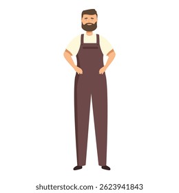 Confident mechanic is standing with his hands on his hips, ready to tackle any repair job