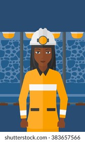 Confident miner in hardhat.