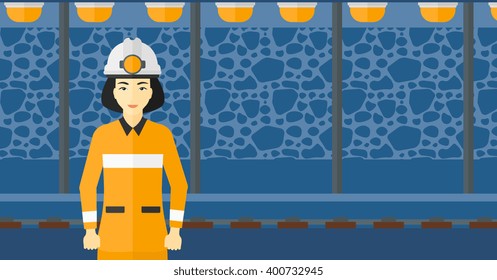 Confident miner in hardhat.