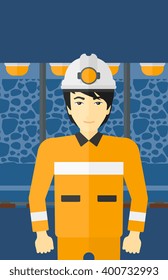 Confident miner in hardhat.