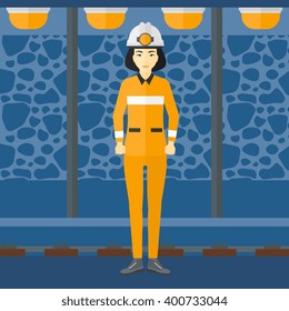 Confident miner in hardhat.