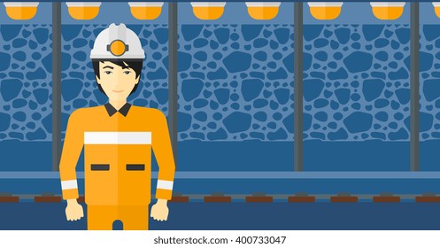 Confident miner in hardhat.