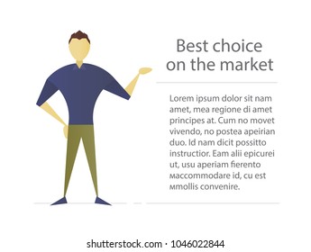 Confident person flat character design. Freelancer, designer, businessman, programmer, marketer. Vector isolated illustration