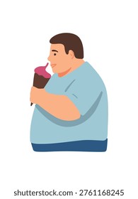 confident plus size man holding ice cream relaxed lifestyle