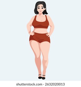 Confident Plus Size Woman in Red Outpit