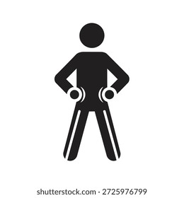 Confident pose icon standing hands on hips for determination hero pride achievement posture and bossy authority strong attitude stance