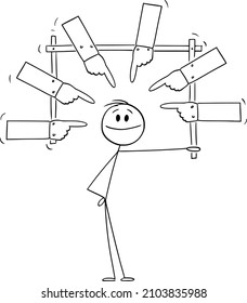 Confident selfish person with high self-esteem presenting yourself, showing ego and self-love, vector cartoon stick figure or character illustration.