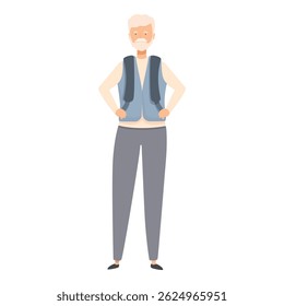 Confident senior man is ready for an adventure, sporting a backpack and a determined look