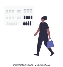 Confident Shopper Passing Store Shelves