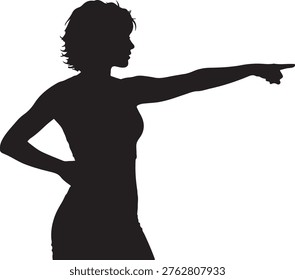 Confident silhouette of a person pointing forward in a dynamic pose silhouette vector icon