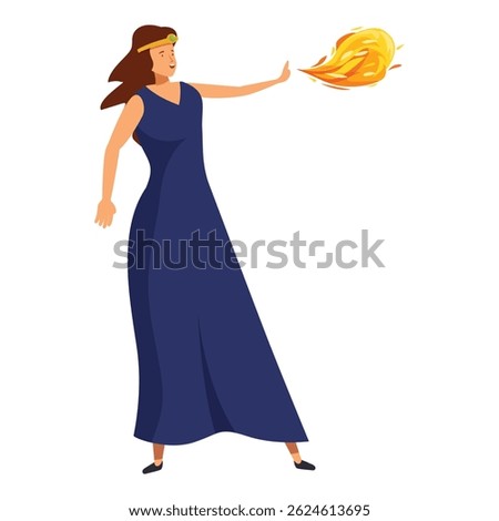 Confident sorceress is casting a fireball spell, showcasing her mastery over the elements